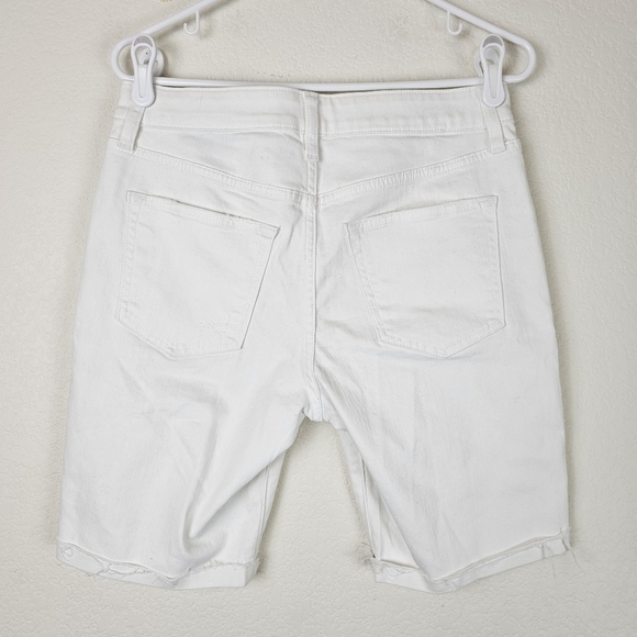 Express Slim Distressed Raw Hem White Temp Control Hyper Stretch Jean Shorts - Picture 6 of 13